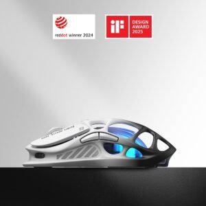 GravaStar Mercury M1 Pro Gaming Mouse, Lightweight Magnesium Alloy, 26,000 DPI, PAW3395DM Sensor, 5 Programmable Buttons, Support Wired/2.4GHz/BT, Up to 200 Hours Battery Life (Gradient Black)