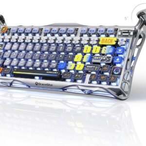 GravaStar Mercury K1 Pro Wireless Mechanical Gaming Keyboard, 75% Layout RGB Custom Keyboard, Hot-Swappable Linear Switches – Aluminum Alloy, Interstellar Silver Brushed Metal Look